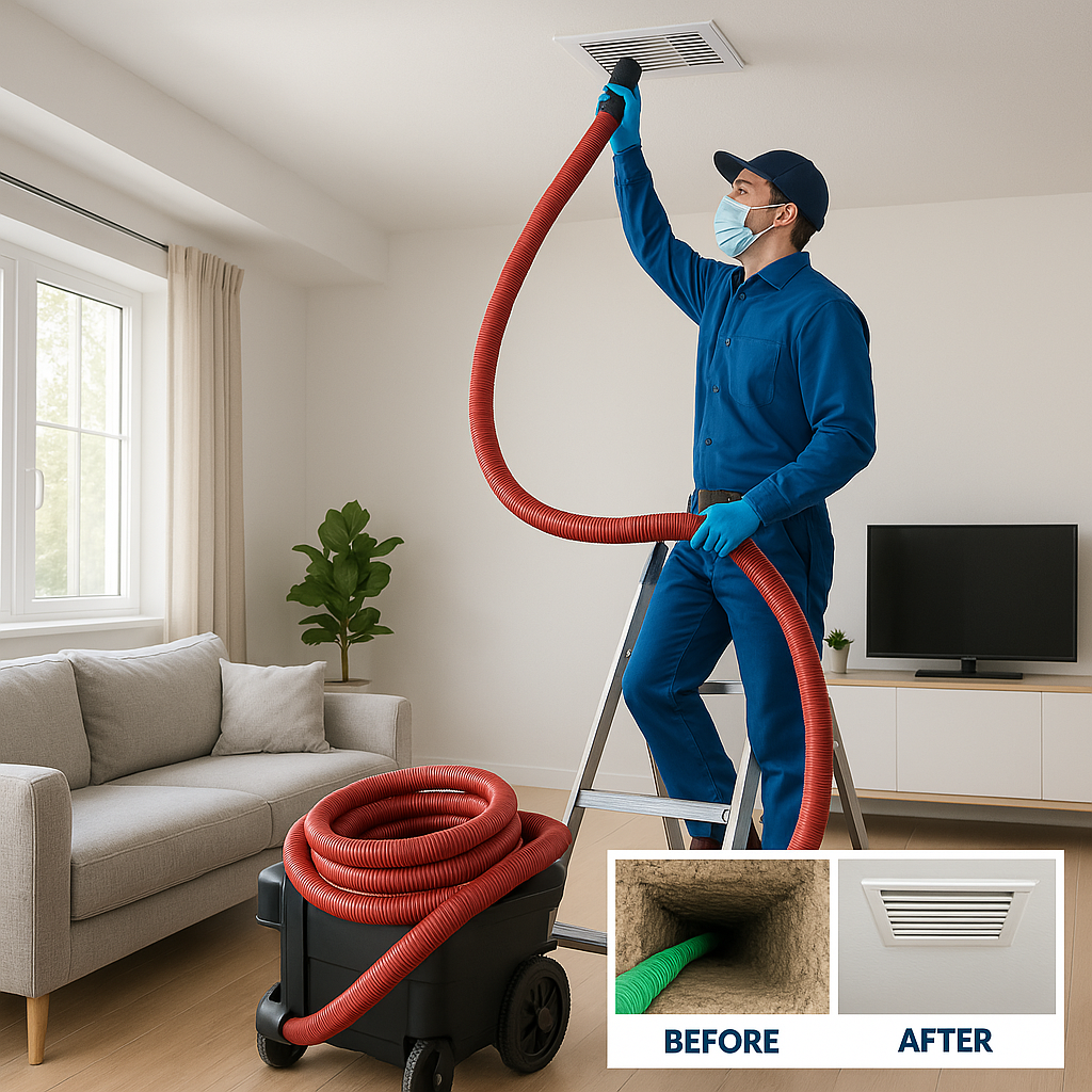 Before and after results of professional air duct cleaning in Houston TX